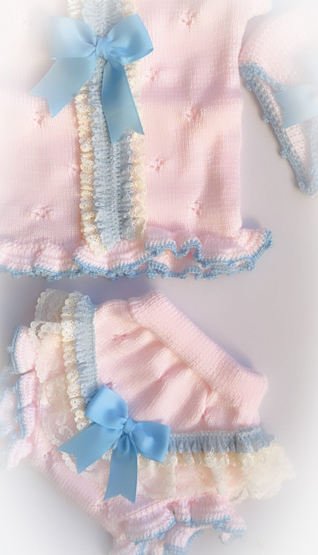 Baby knitted blue and pink set