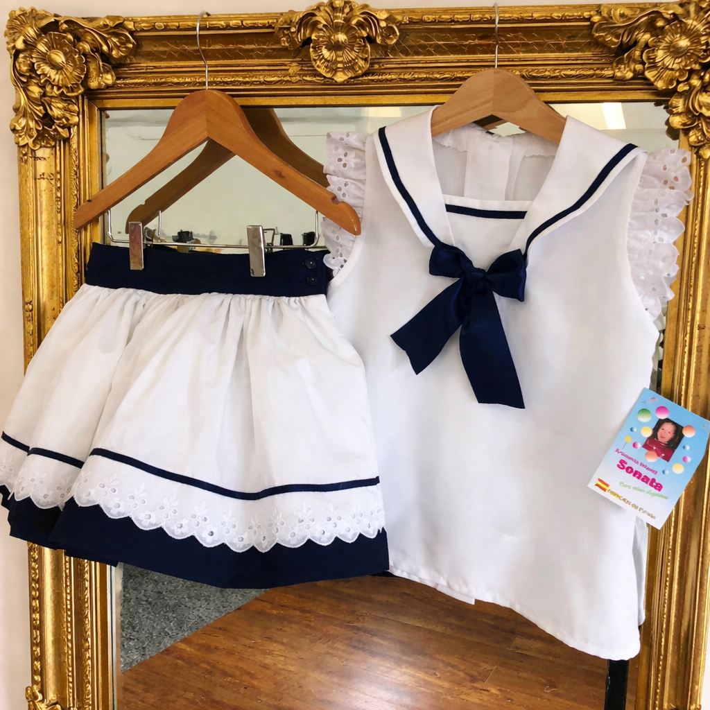 RB navy and white sailor skirt set
