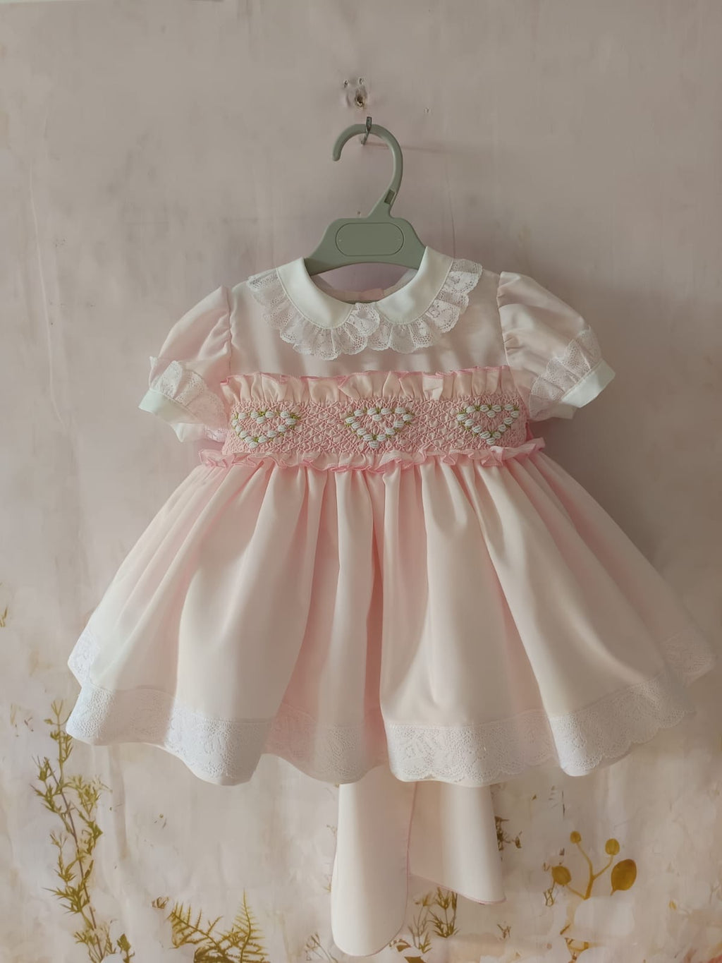 RB heart smocked baby pink