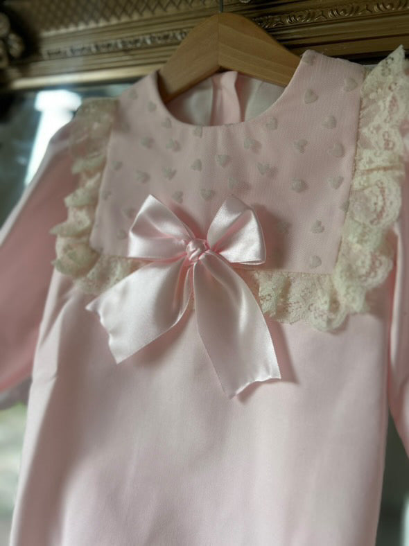 RB heart bib romper pink