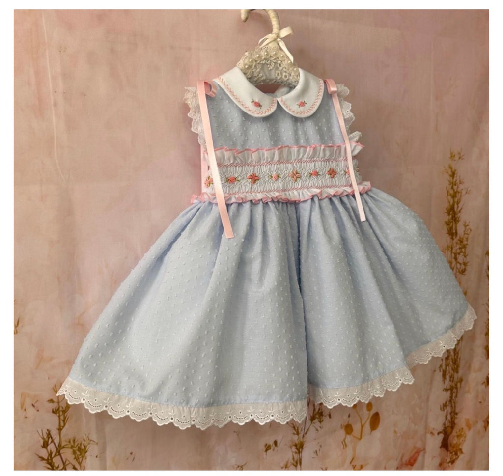 Sonata smocked dotty blue