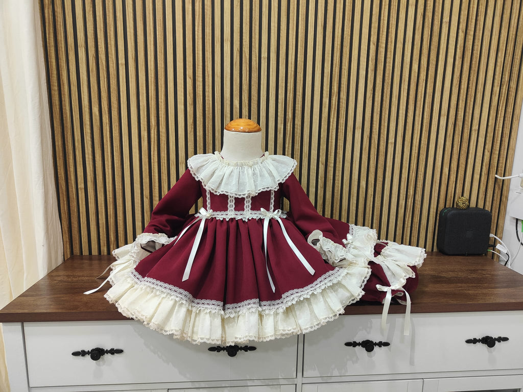 RB burgundy and cream puffball