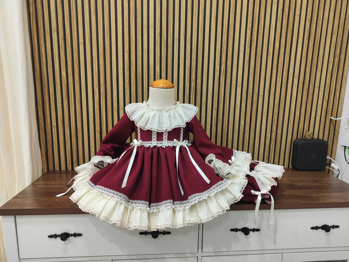 RB burgundy and cream puffball