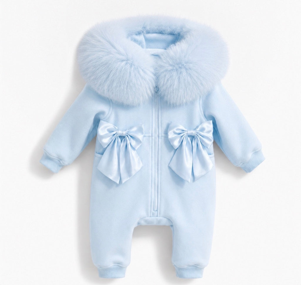 Faux fur girls pram suit