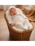 Baby knitted bow set white/camel