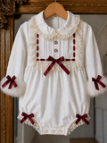 RB winter wonderland romper burgundy
