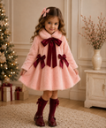 Sonata cream fur coat pink and burgundy