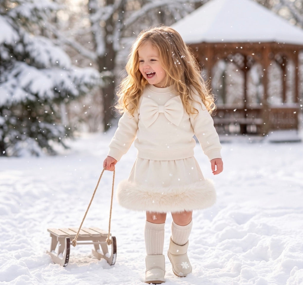 Faux fur skirt set