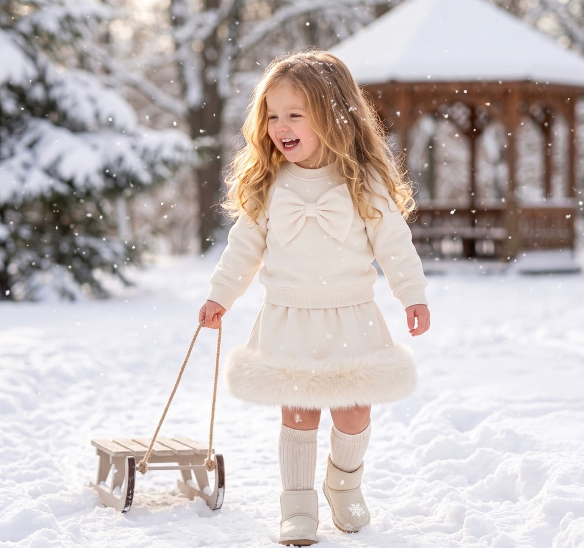 Faux fur skirt set