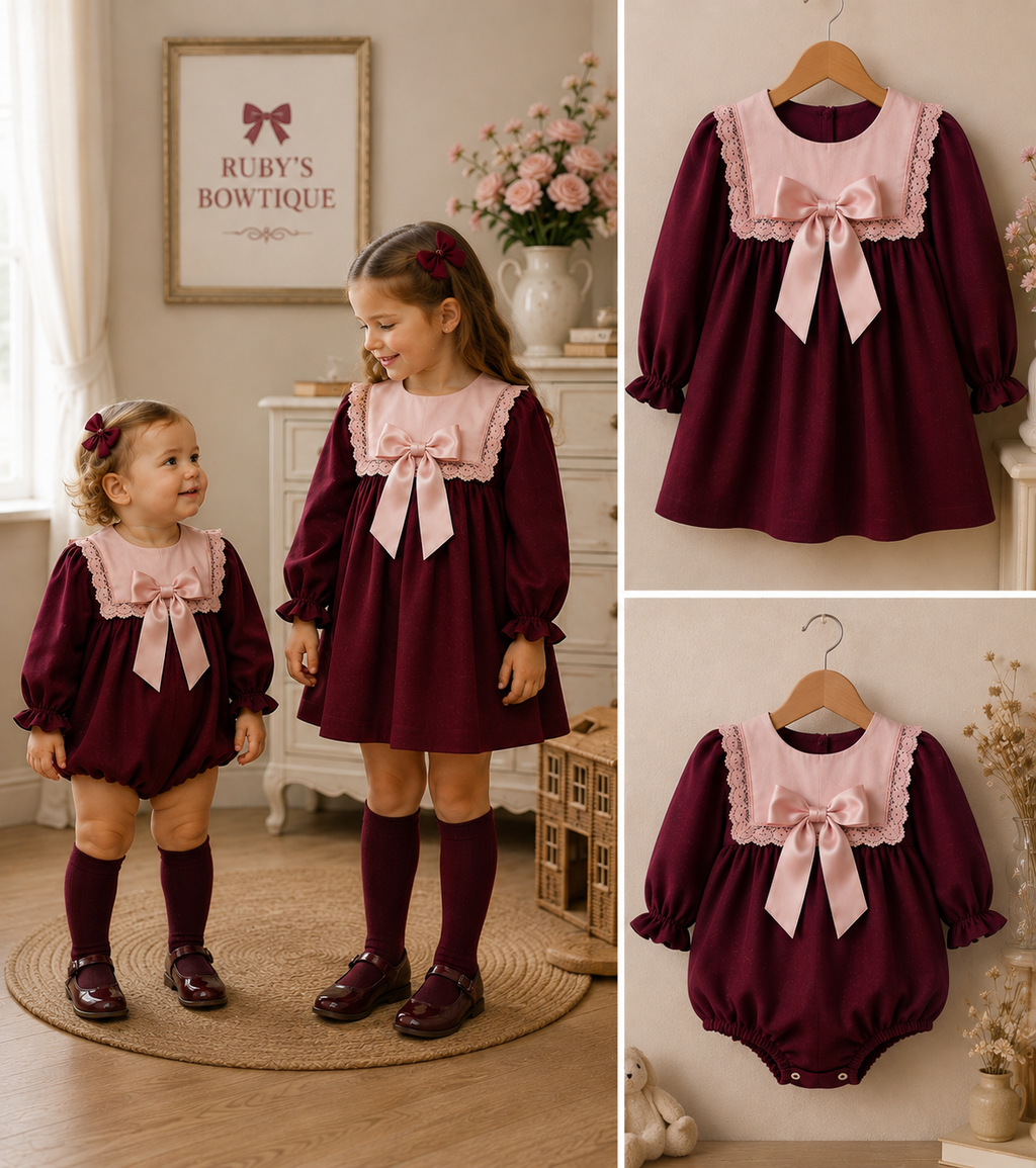 RB burgundy and pink romper