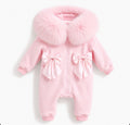 Faux fur girls pram suit