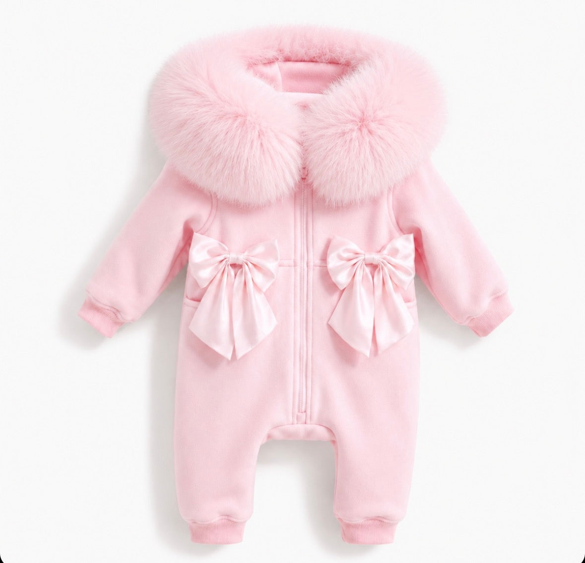 Faux fur girls pram suit