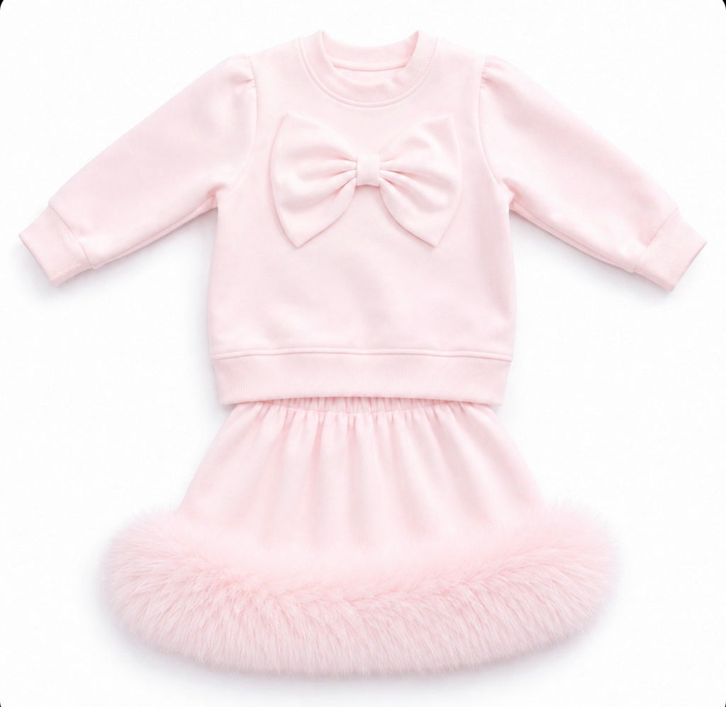 Faux fur skirt set