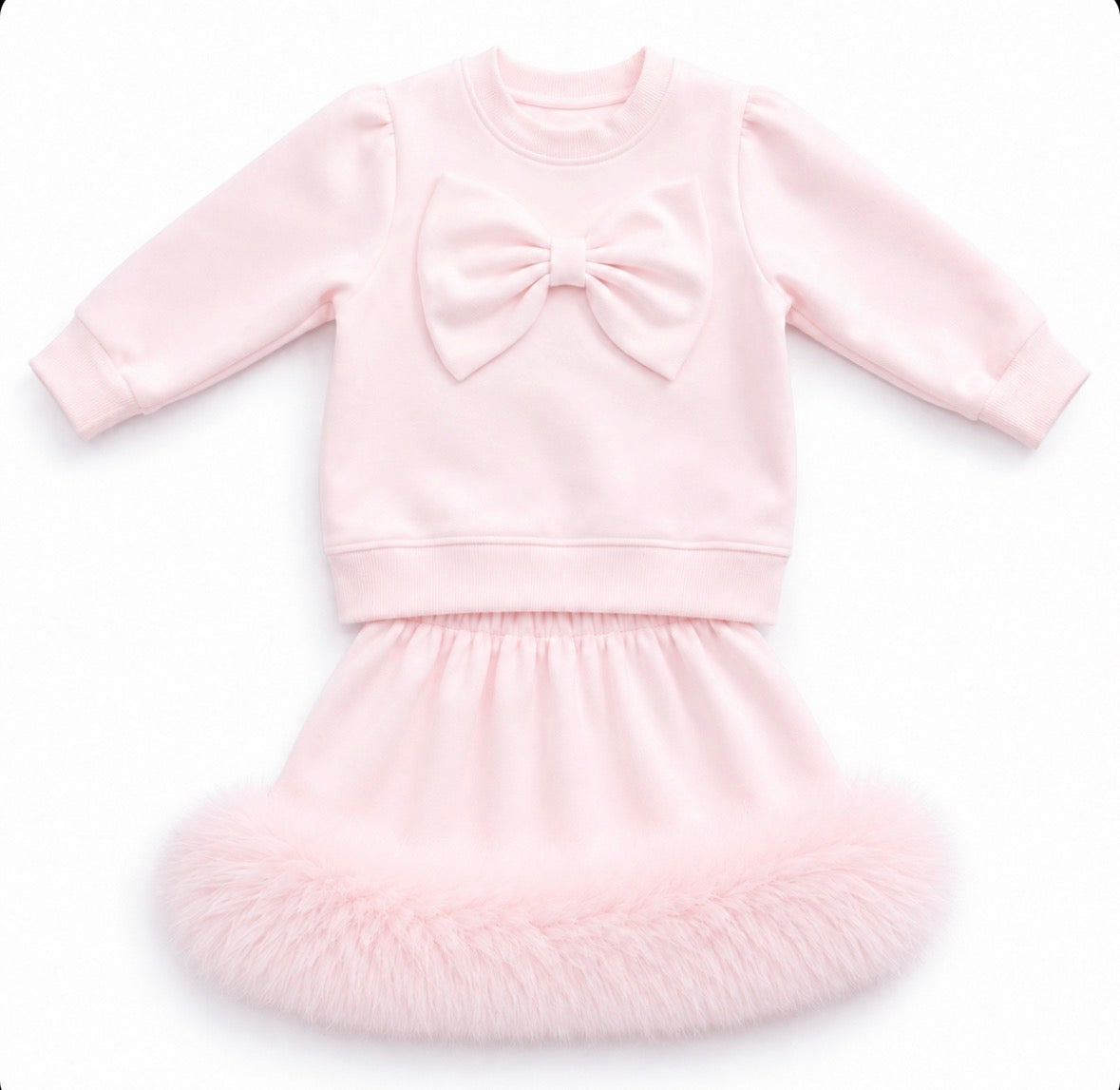 Faux fur skirt set