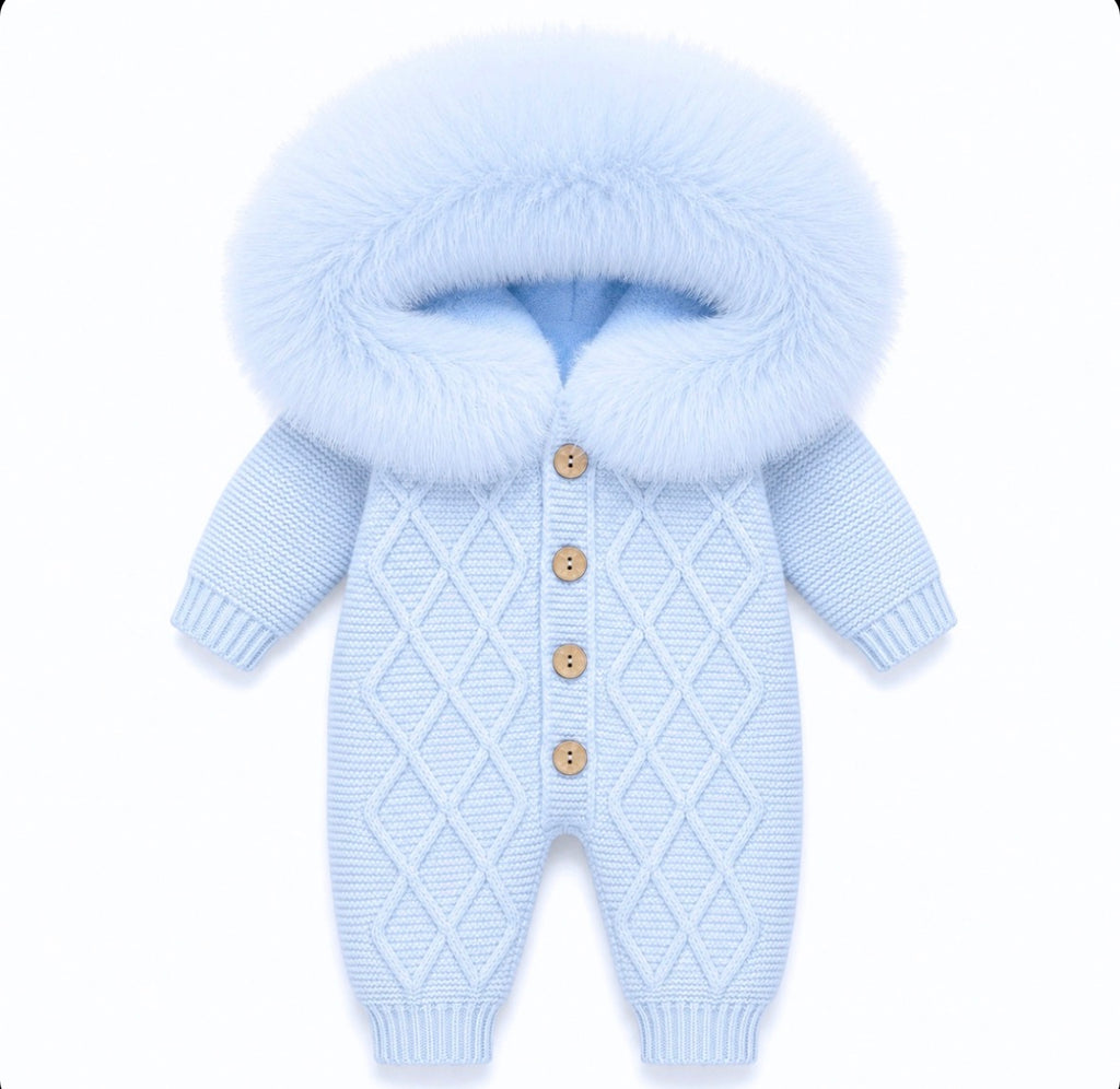 Faux fur pramsuit ribbed