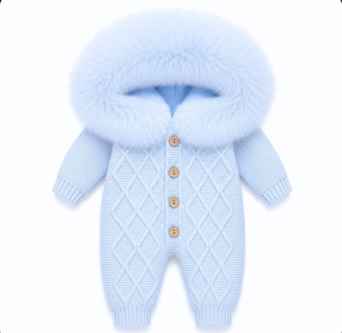 Faux fur pramsuit ribbed
