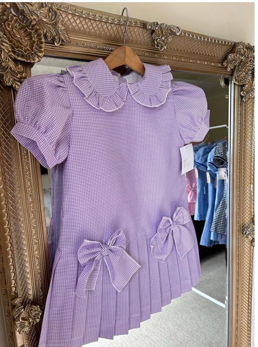 RB Aline gingham pinafore material bows