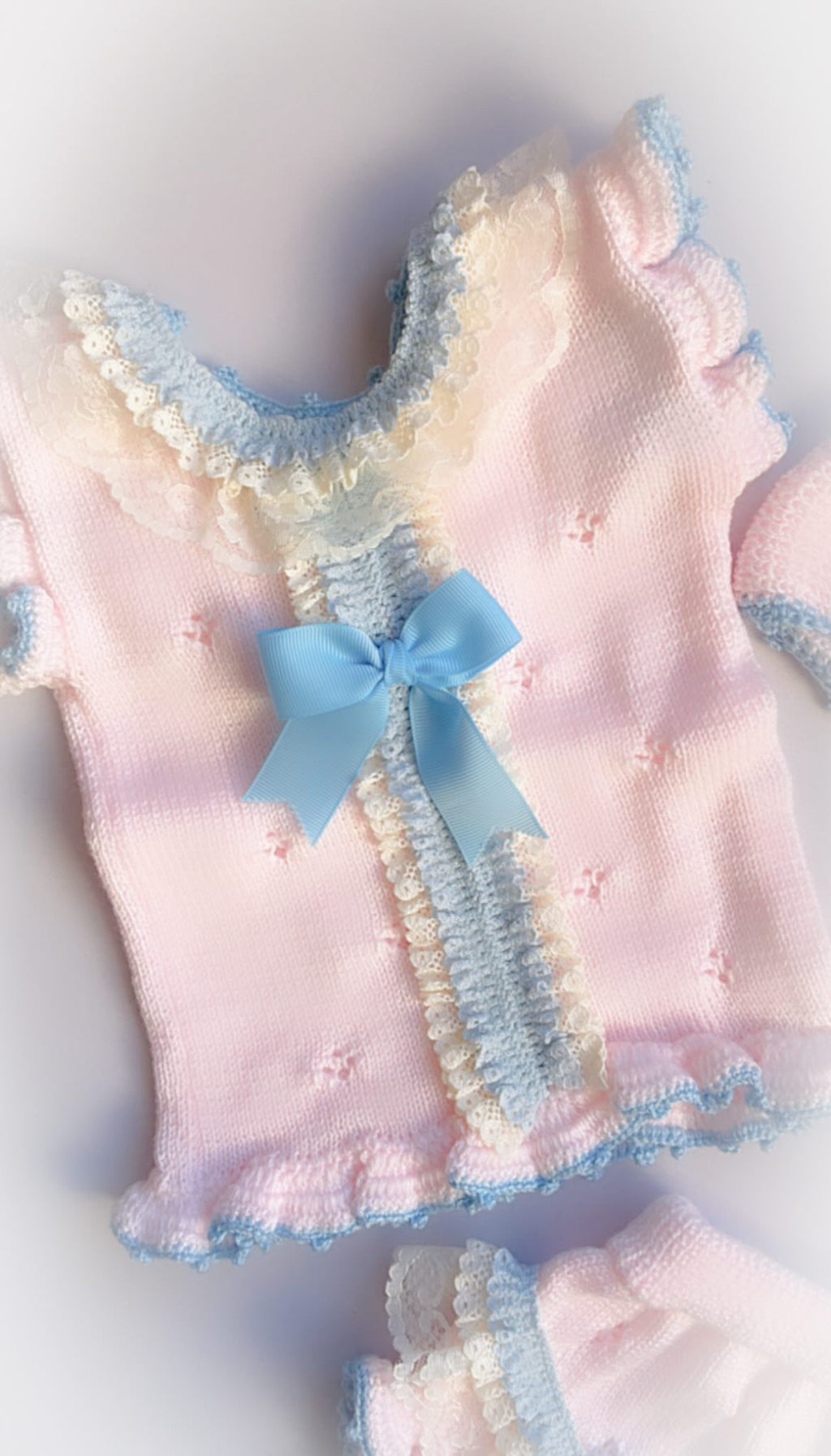 Baby knitted blue and pink set