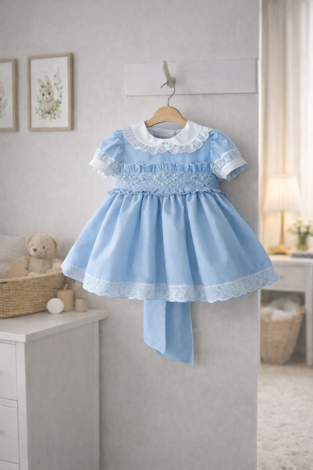 RB heart smocked baby blue
