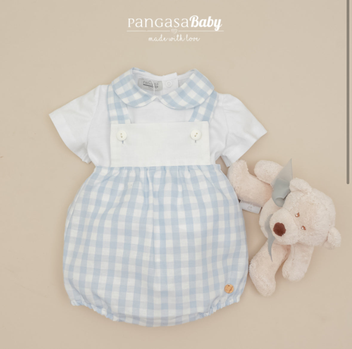 Vichy boys blue romper