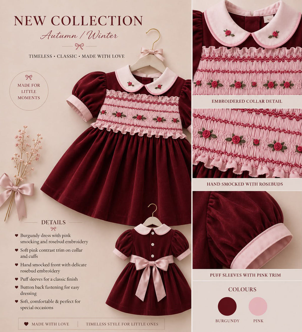 RB smocked burgundy and pink