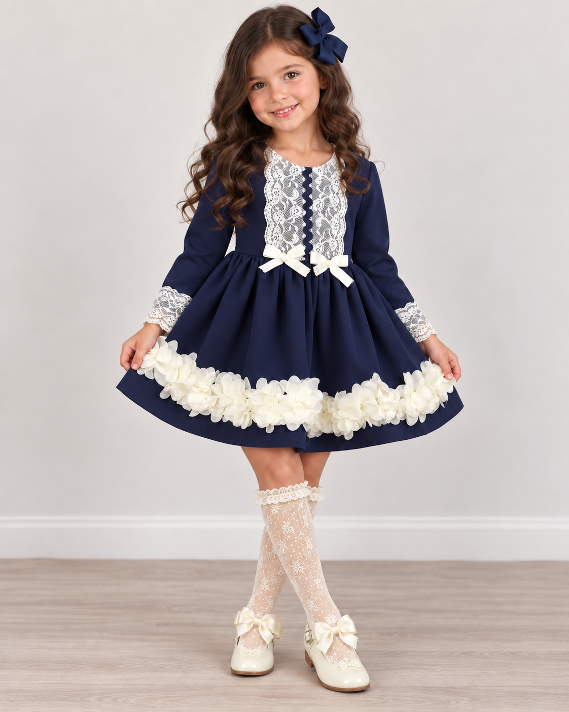 RB Christmas navy flowers