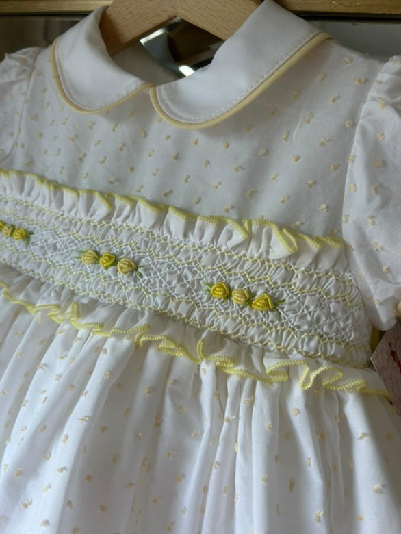 RB smocked dotty yellow dress