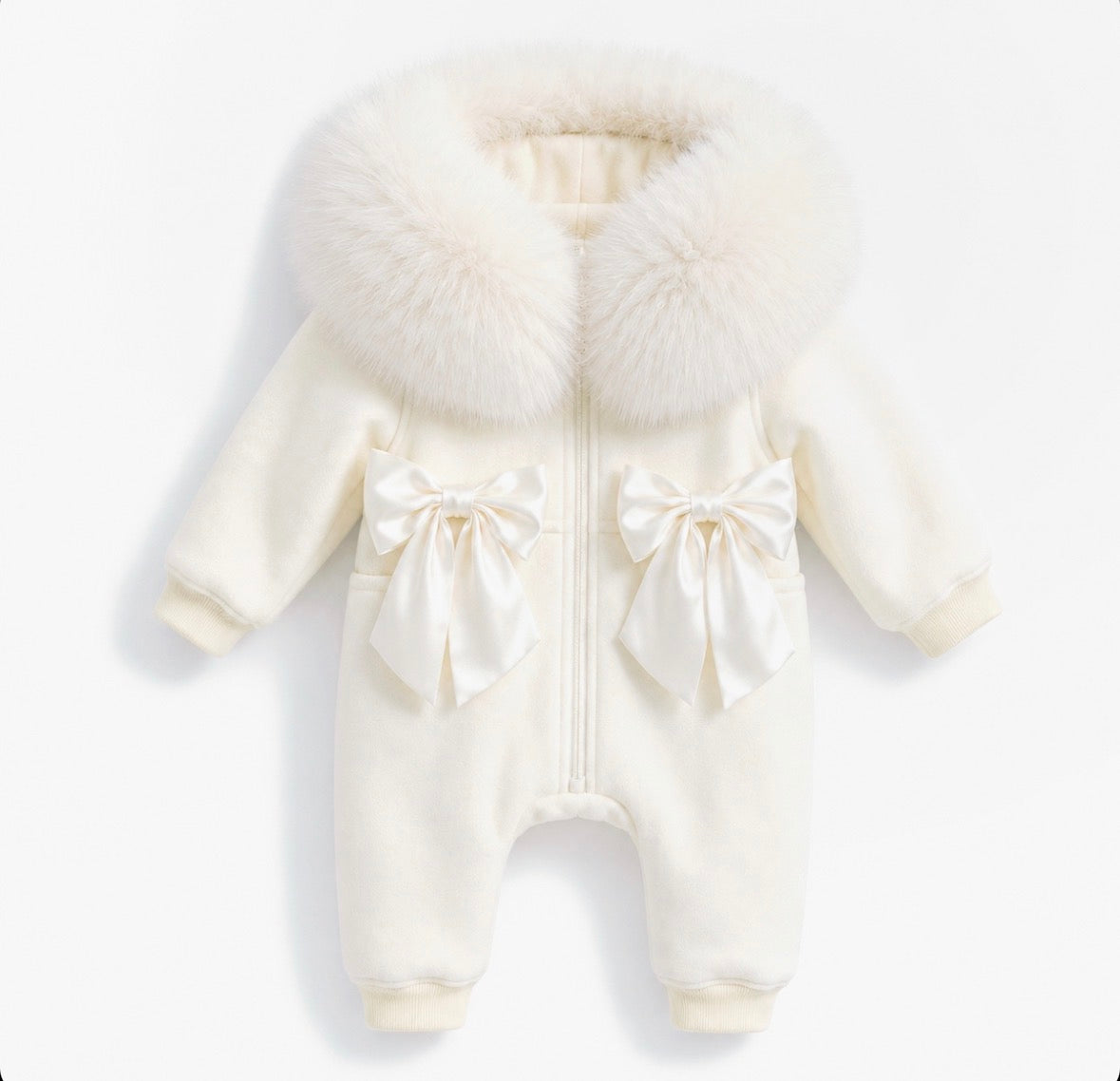 Faux fur girls pram suit