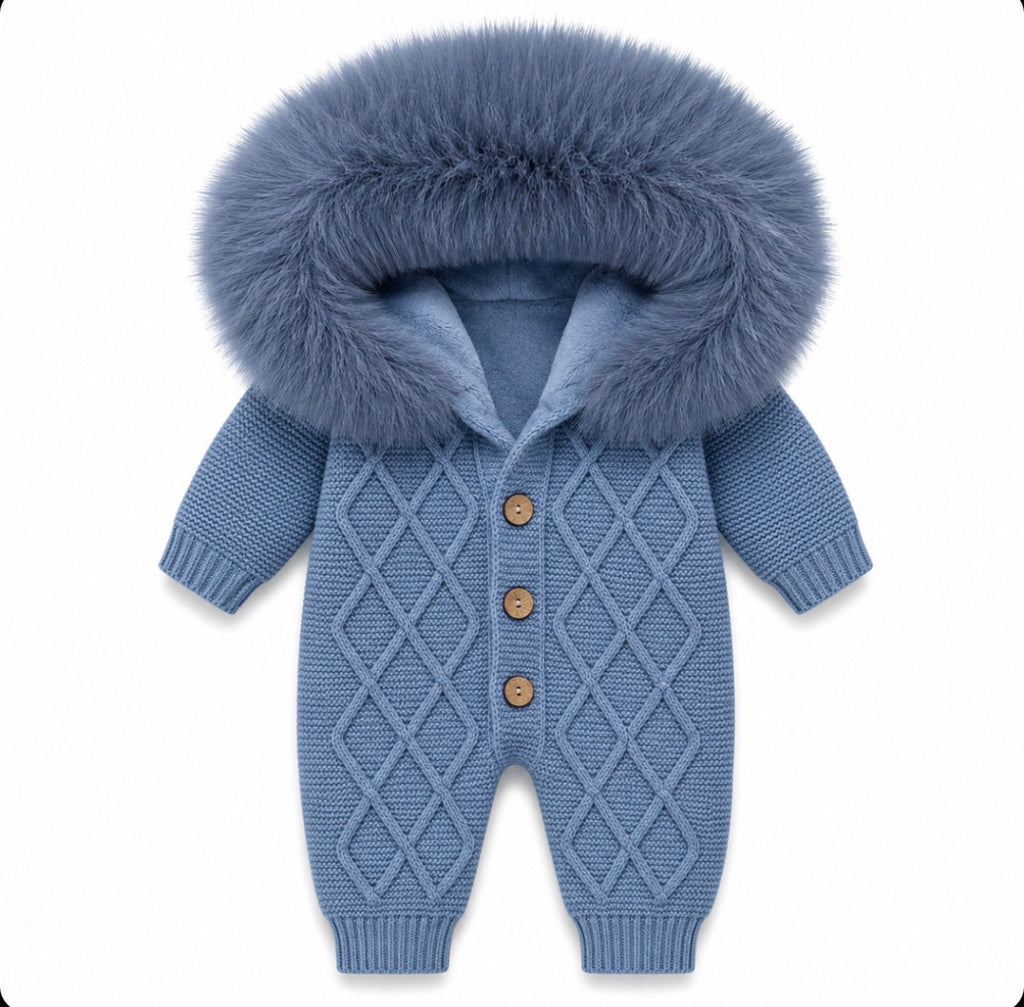 Faux fur pramsuit ribbed