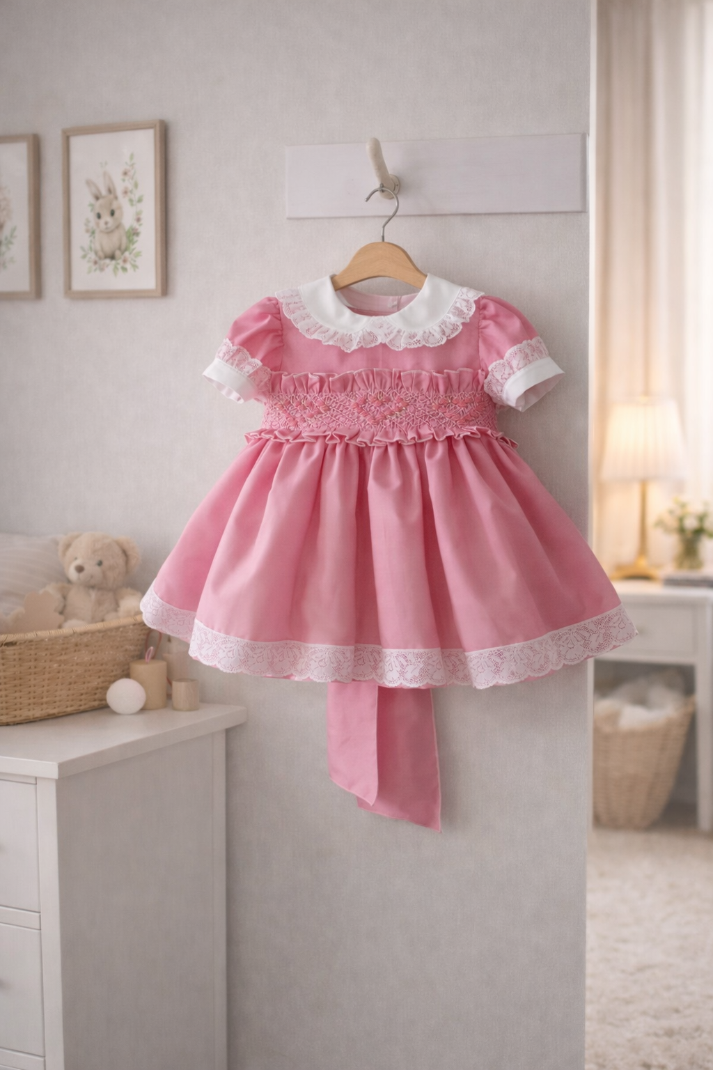 RB heart smocked bright pink
