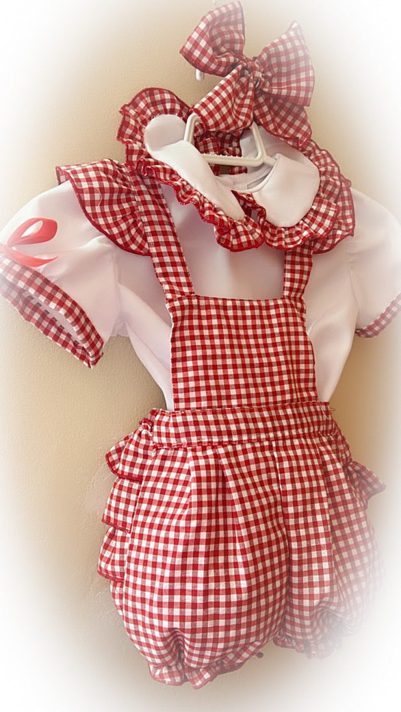 Gingham school romper