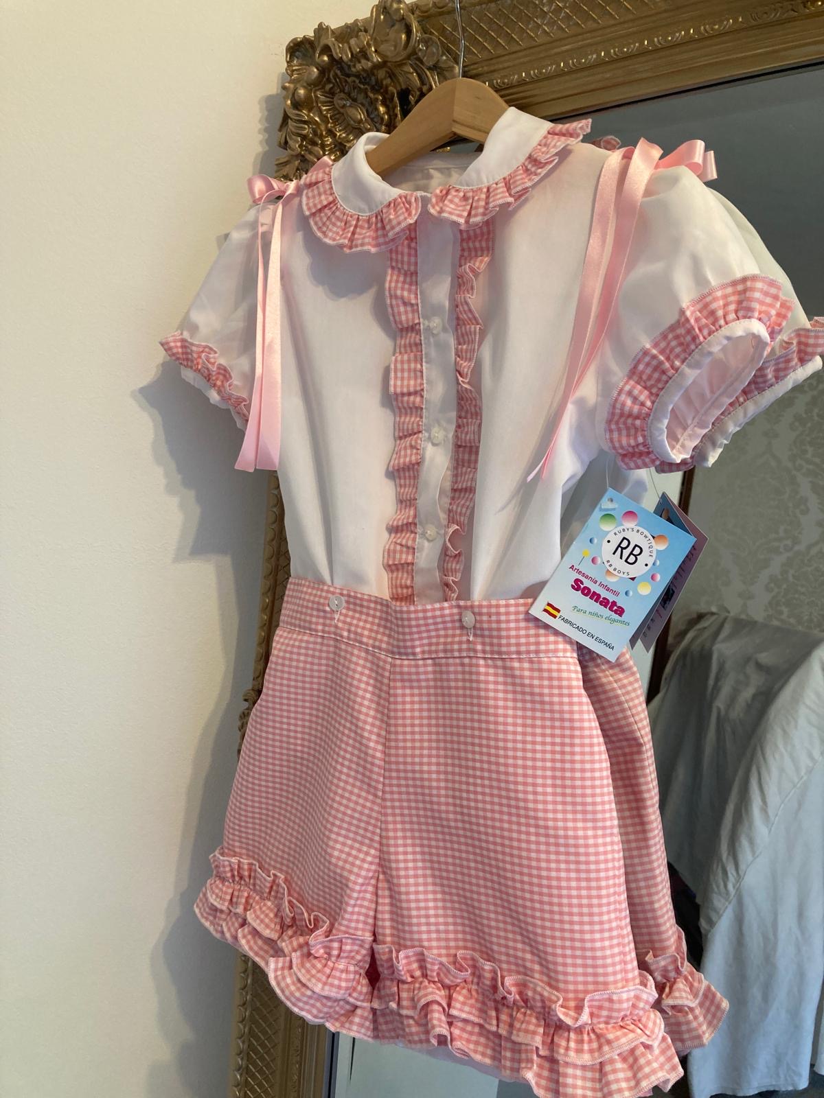 RB gingham short set with ribbon
