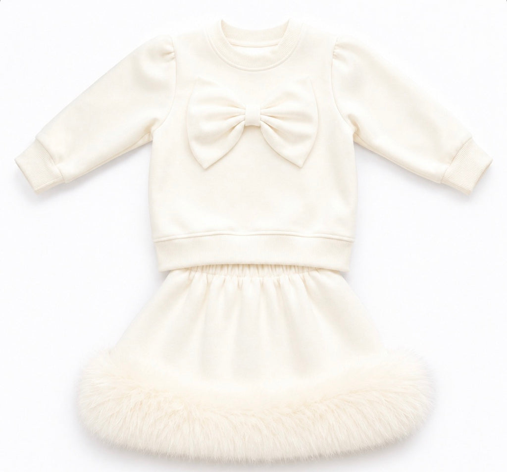 Faux fur skirt set