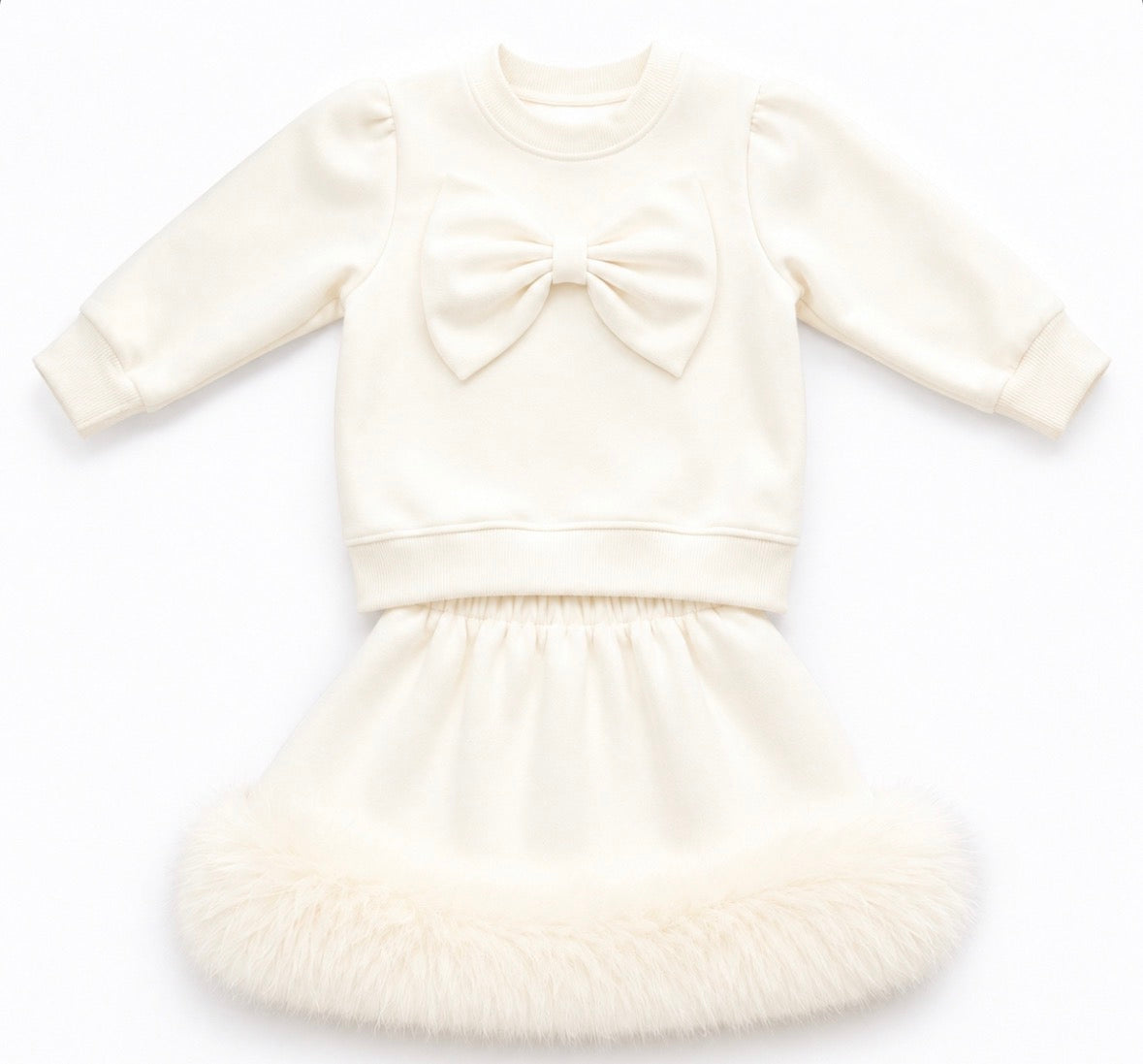Faux fur skirt set
