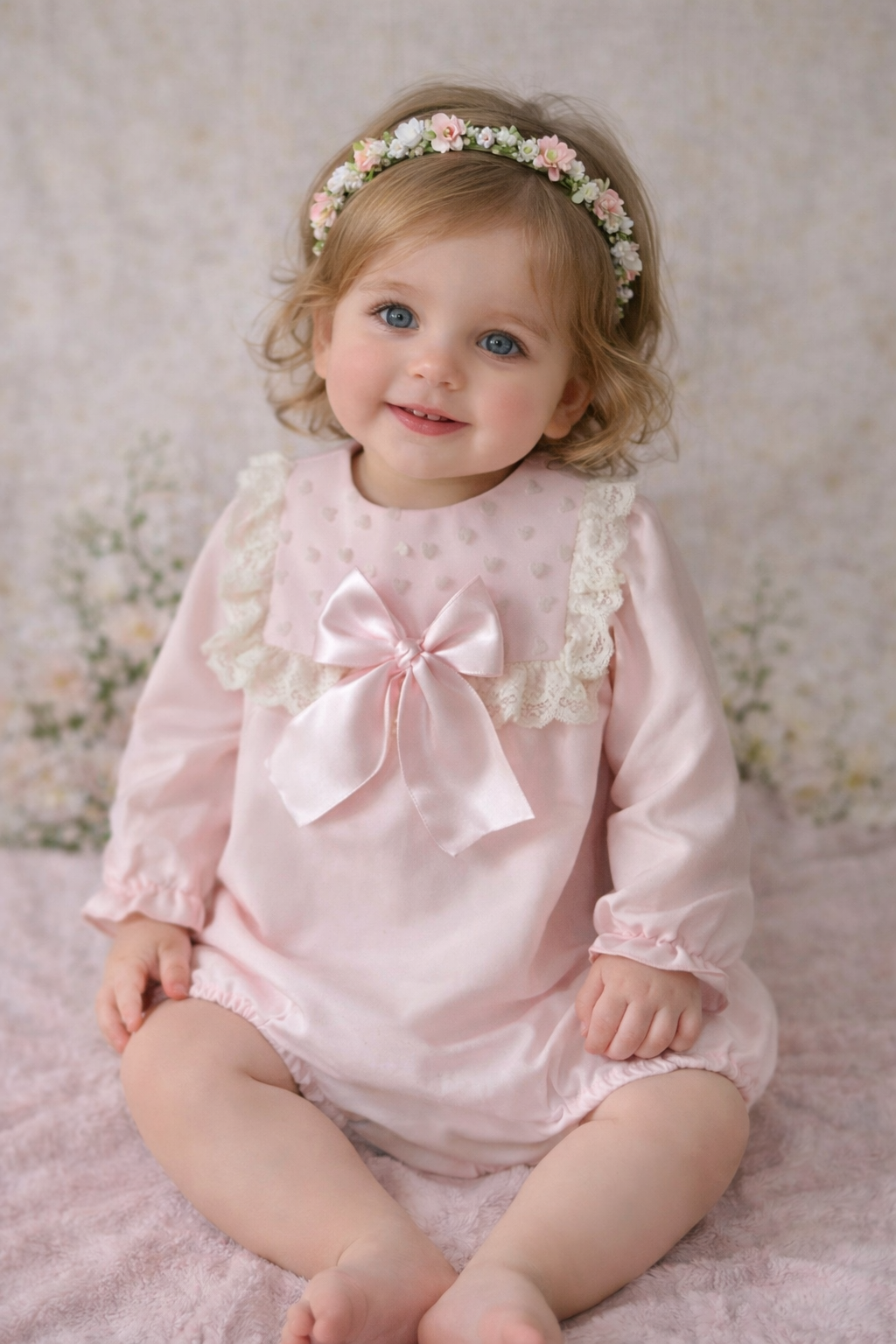 RB heart bib romper pink