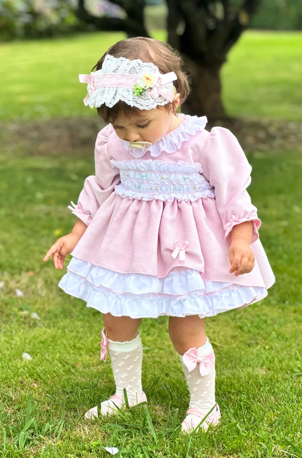 Sonata baby pink smocked dress