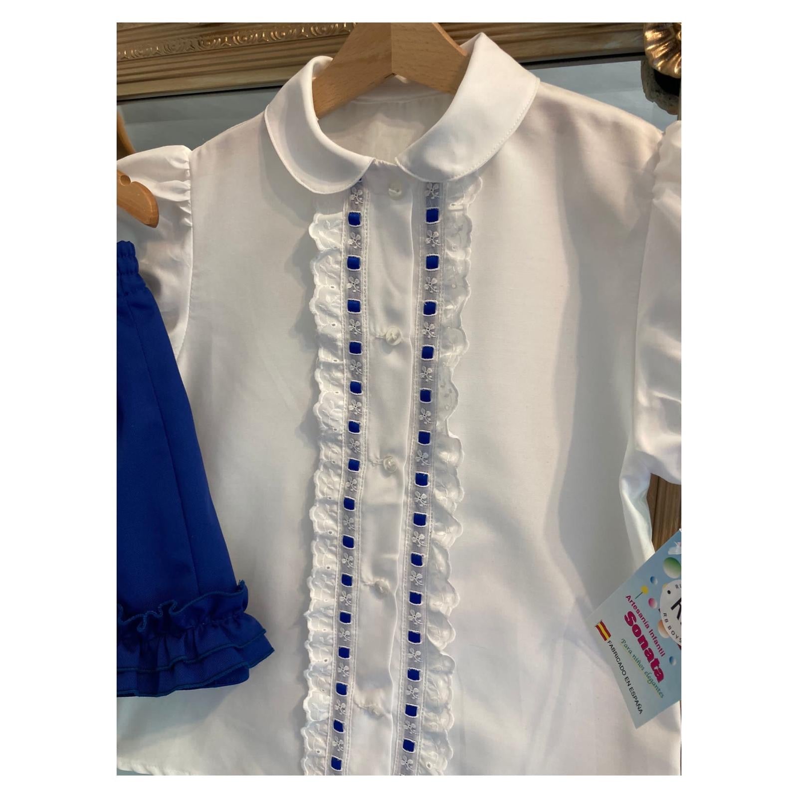 RB ribbon and white trim shirt