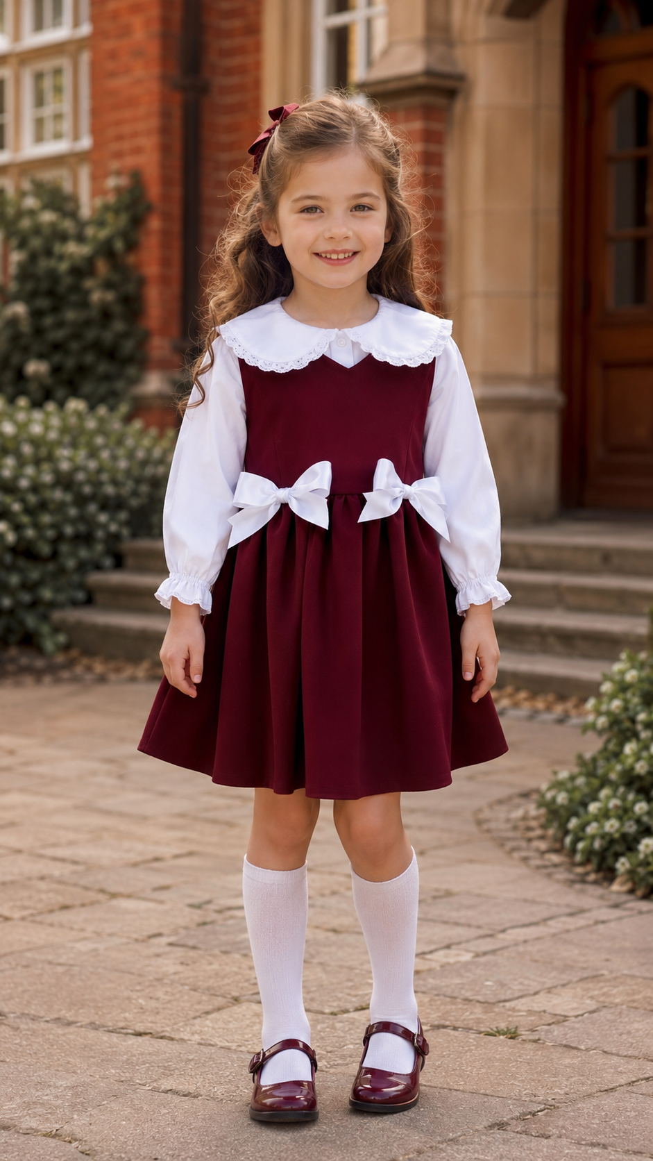 RB pinny and lace shirt