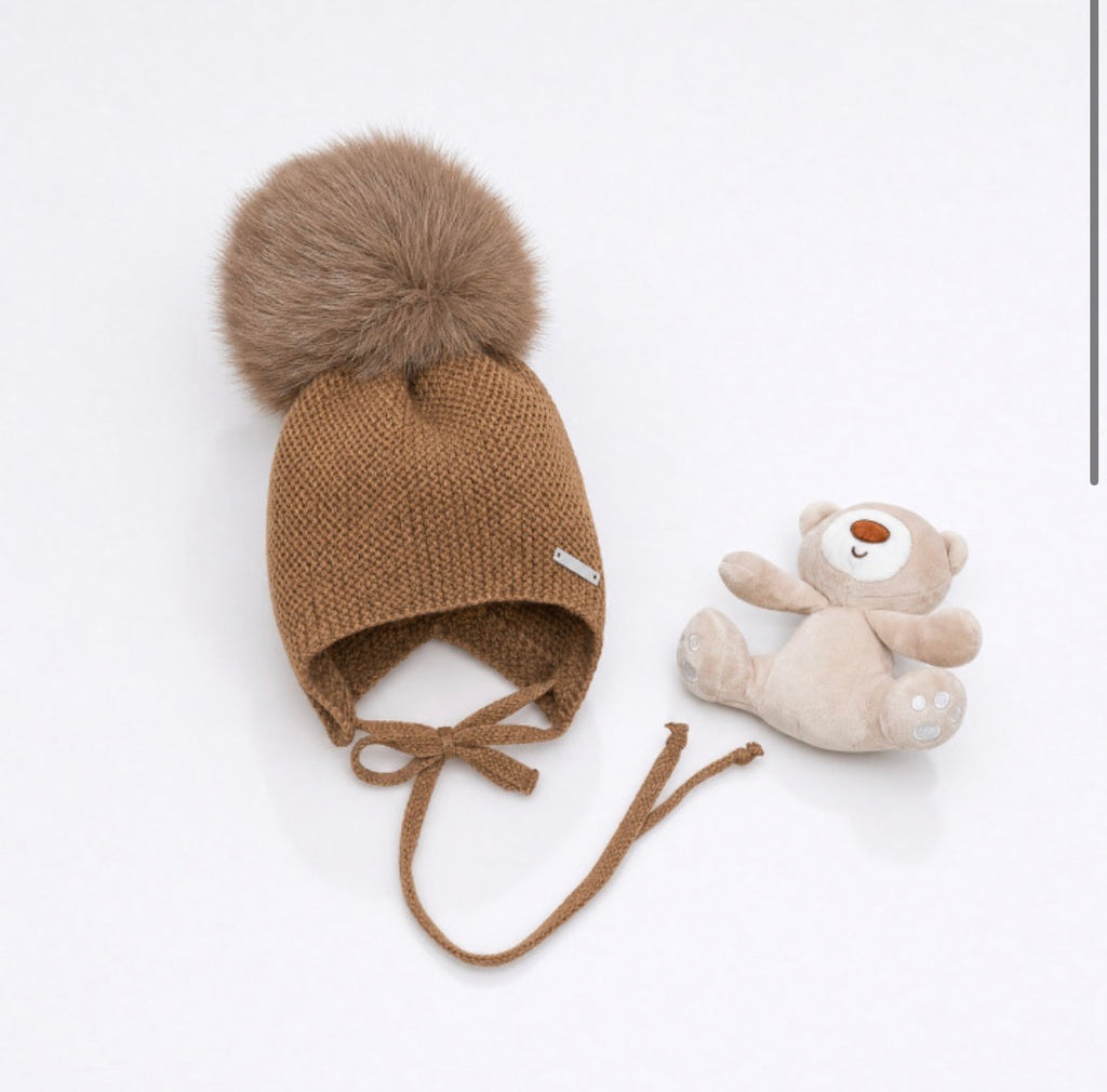 Pangasa real fur ribbed tie hat