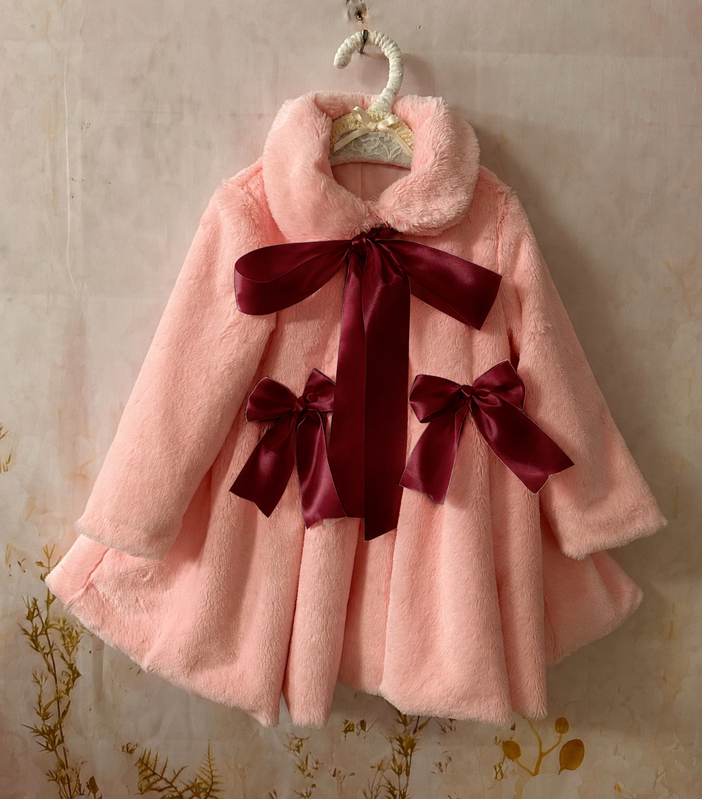 Sonata cream fur coat pink and burgundy