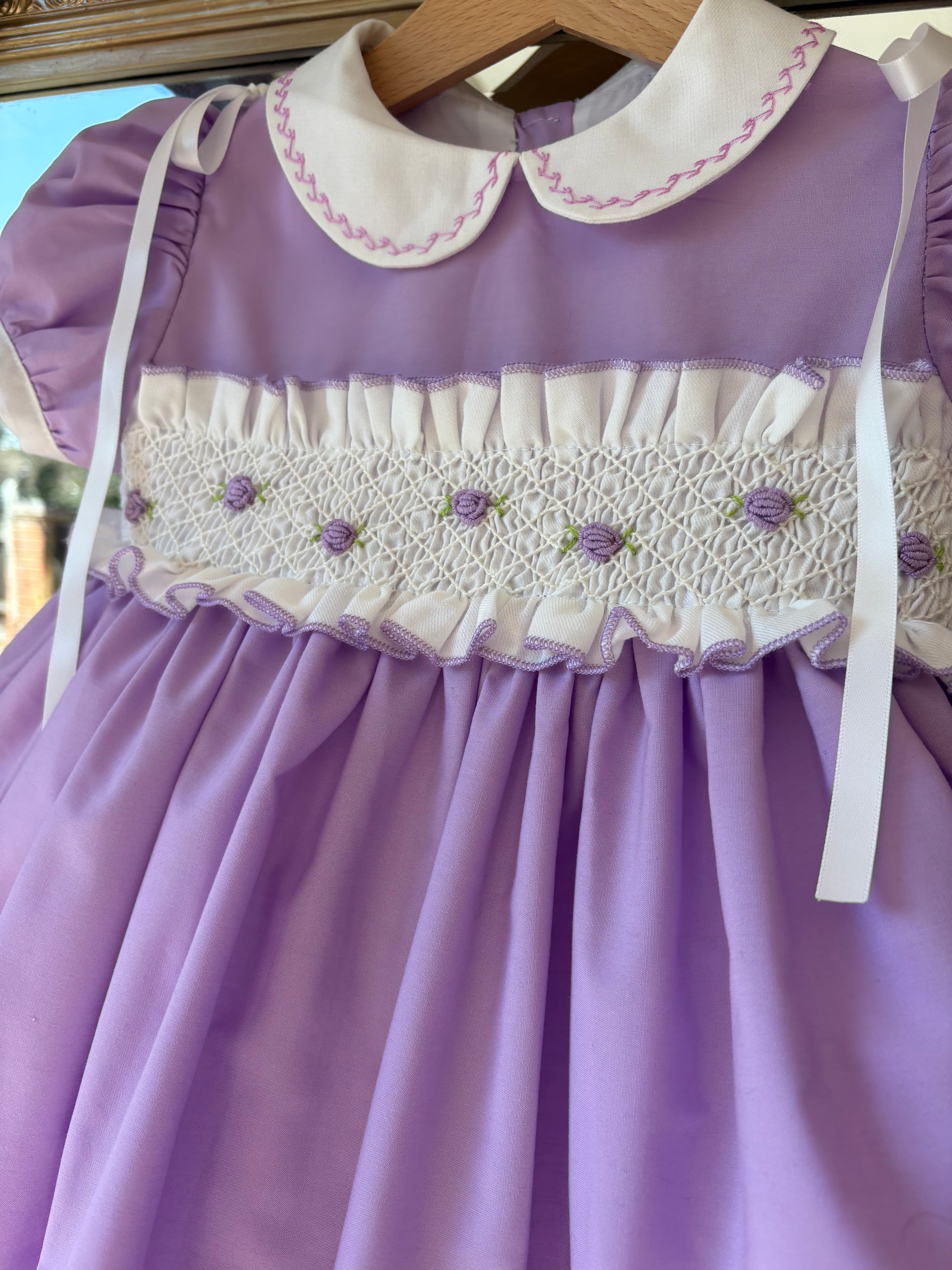 Sonata lilac rose smocked dress