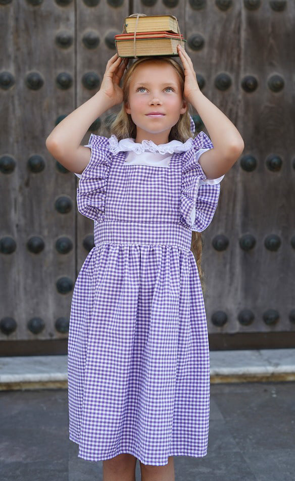 Gingham school pinny