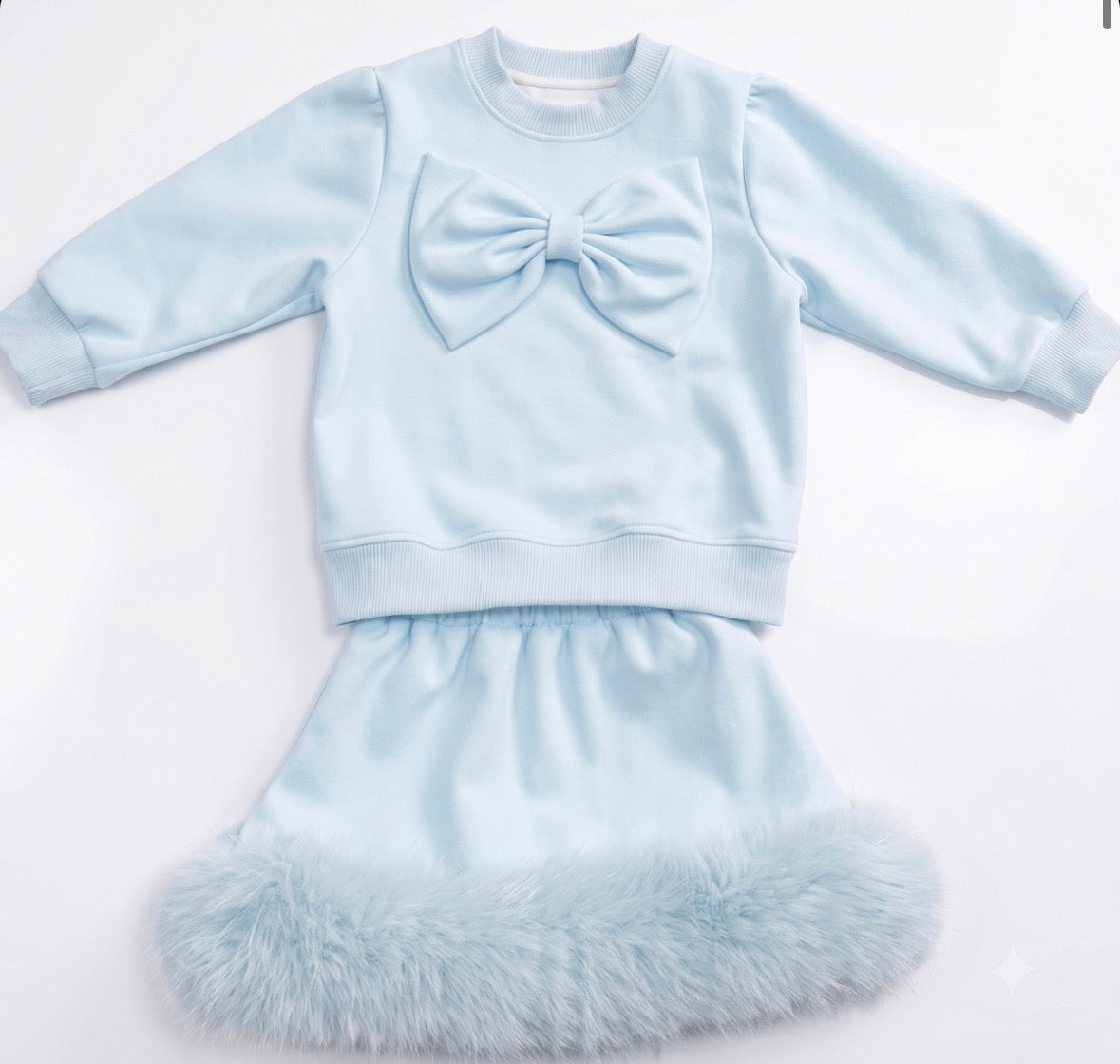 Faux fur skirt set