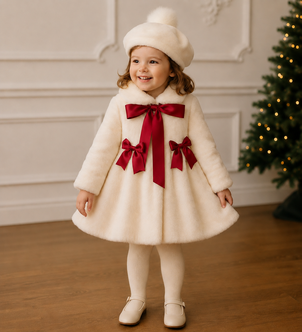 Sonata cream fur coat with interchangeable bows