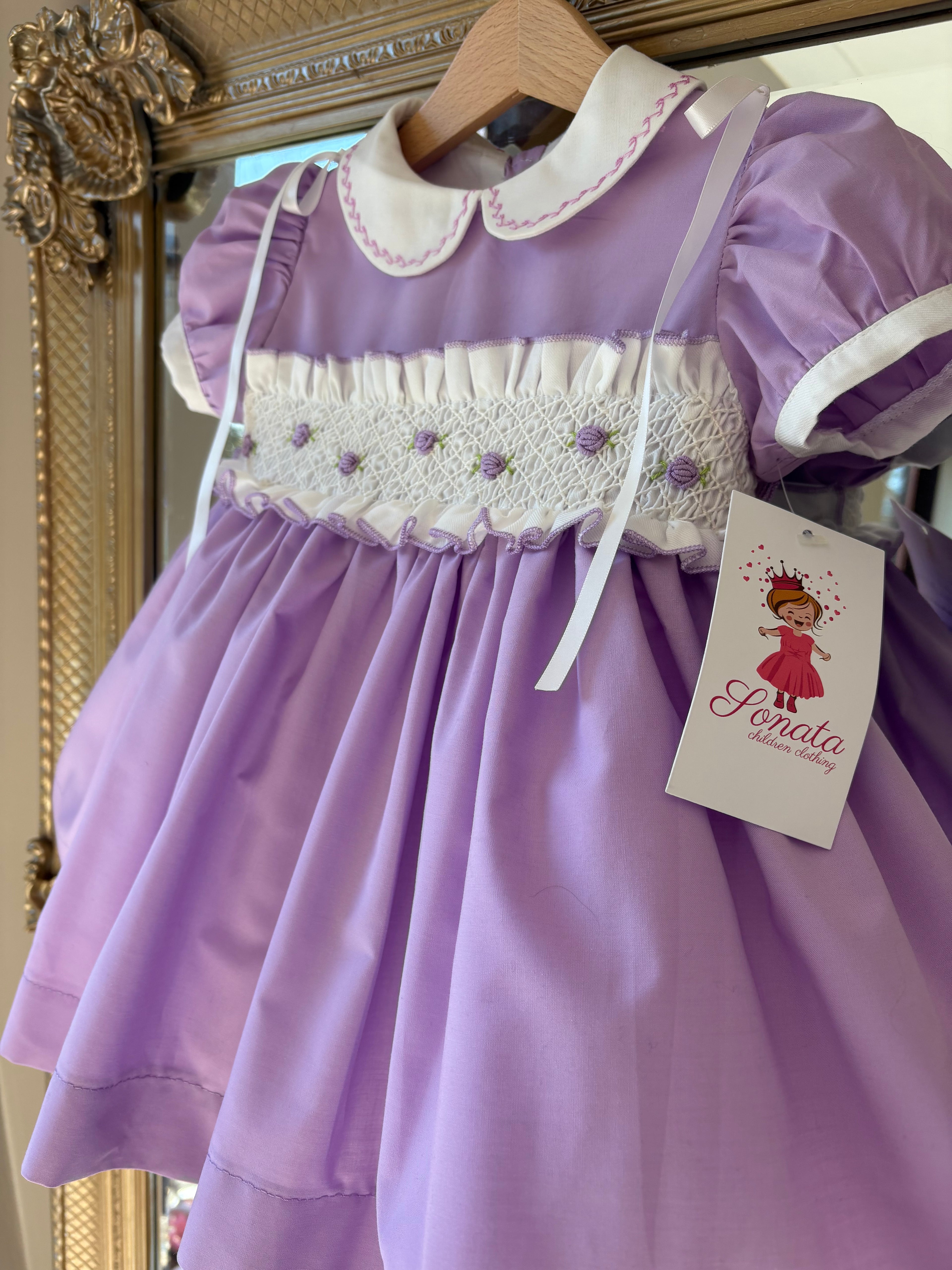 Sonata lilac rose smocked dress
