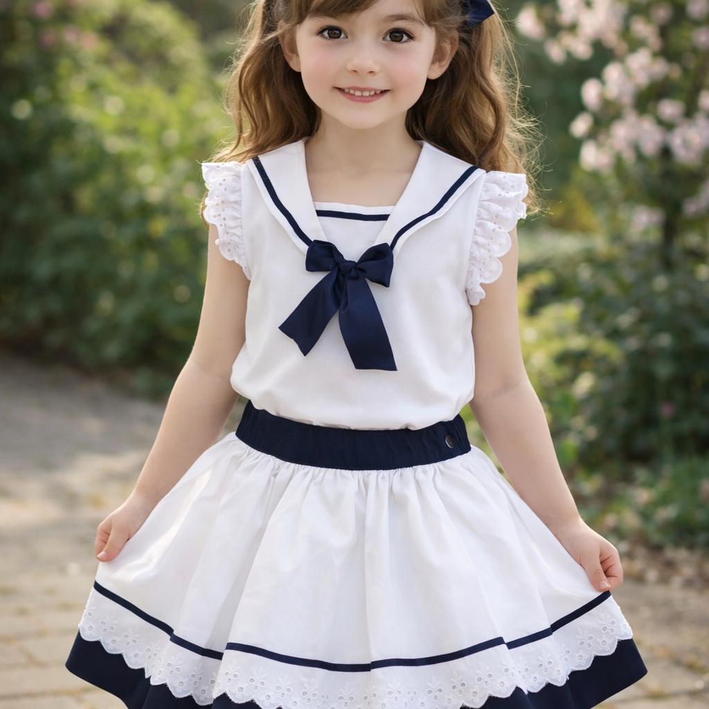 RB navy and white sailor skirt set