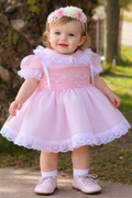 Sonata pink organza smocked dress