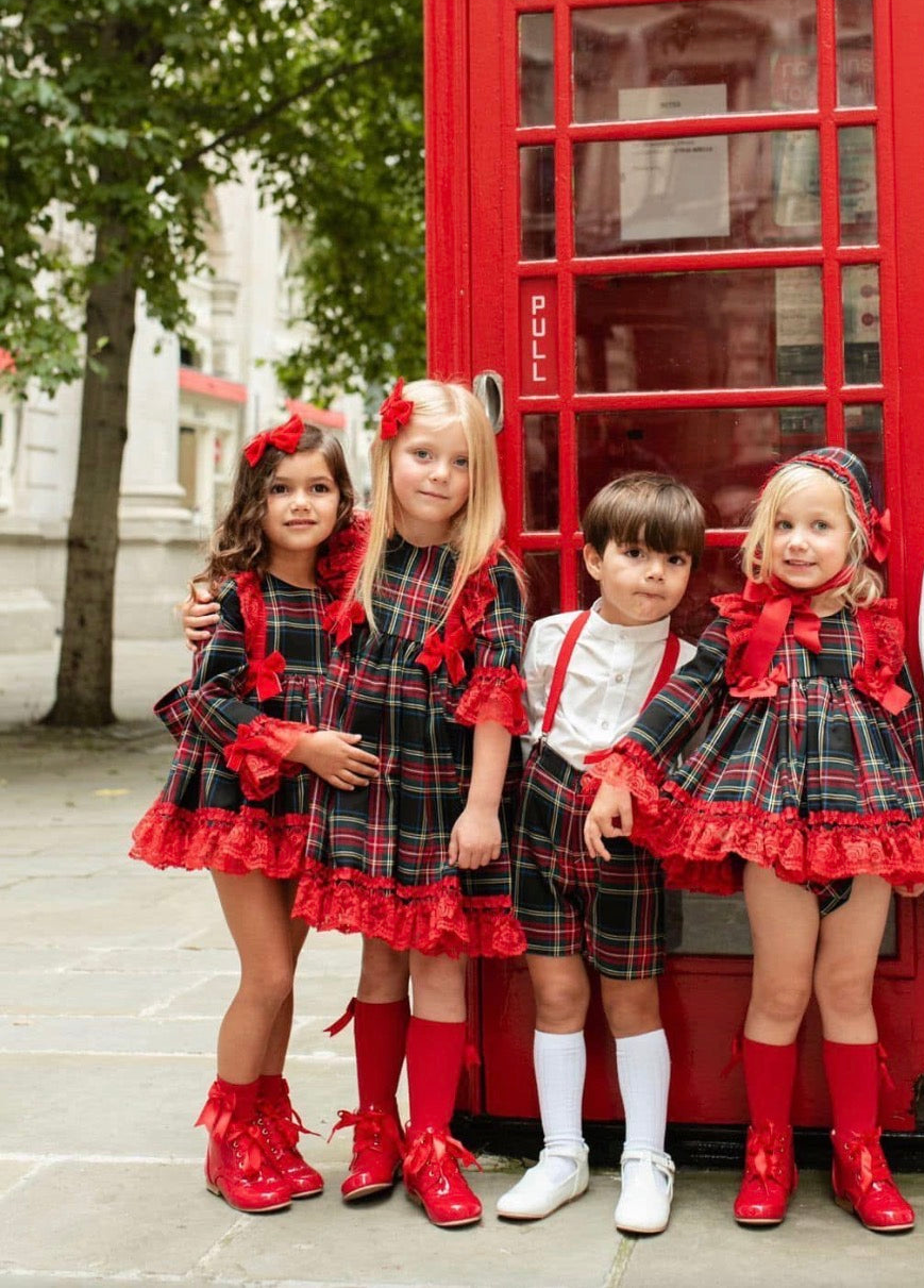 RB Christmas navy tartan lace