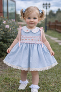 Sonata smocked dotty blue