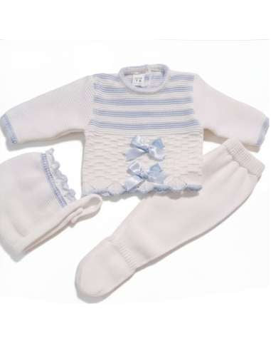 Baby knitted bow set blue